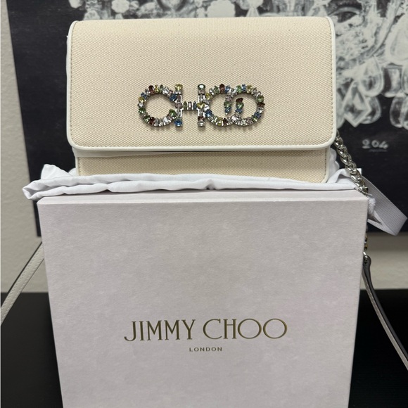 Jimmy Choo Handbags - Jimmy Choo kalina ecru canvas bag.